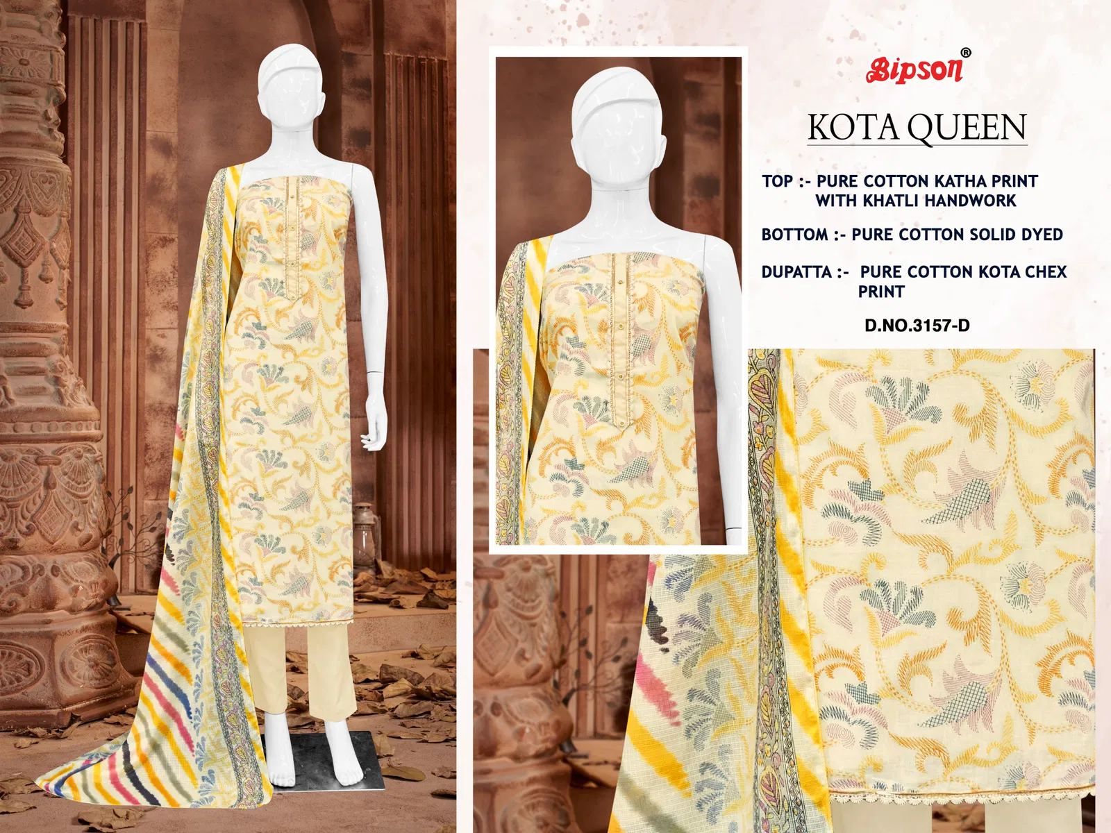 Kota Queen 3157 By Bipson Cotton Printed Dress Material Wholesale In India